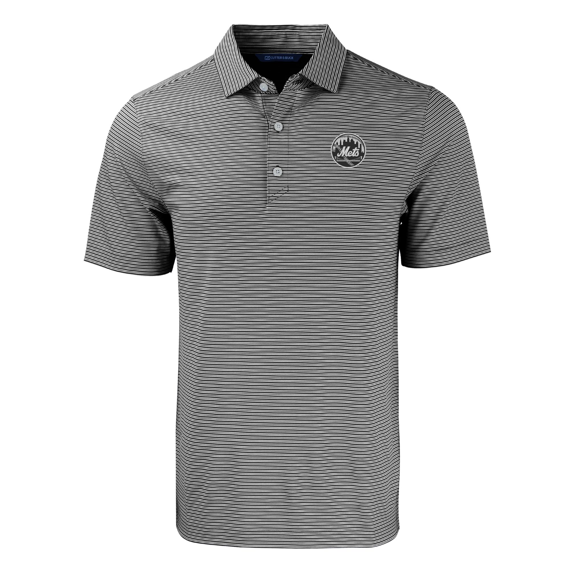 Men's Cutter & Buck Black New York Mets Big & Tall Forge Eco Double Stripe Stretch Recycled Polo - Image 6