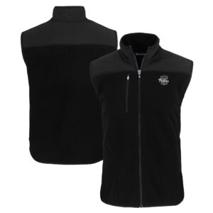 Men's Cutter & Buck Black Philadelphia Phillies Big & Tall Cascade Eco Sherpa Fleece Full-Zip Vest