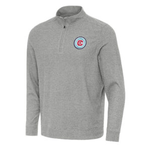 Men's Antigua Heather Gray Chicago Fire Subtle Quarter-Zip Jacket