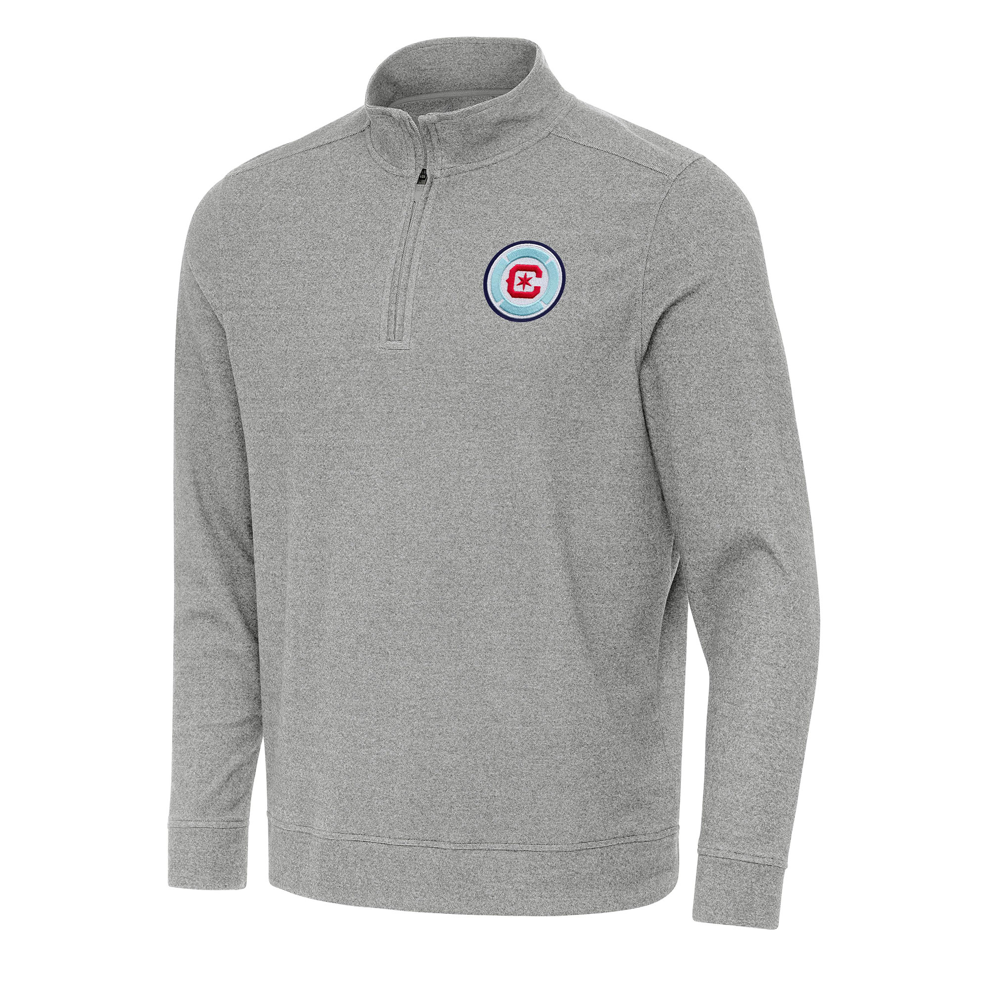 Men's Antigua Heather Gray Chicago Fire Subtle Quarter-Zip Jacket