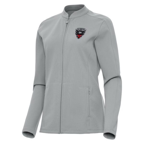 Women's Antigua Gray D.C. United Regard Full-Zip Jacket