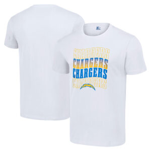 Men's Starter White Los Angeles Chargers Four Team Name Logo T-Shirt