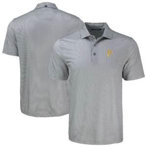 Men's Cutter & Buck Gray Pittsburgh Pirates Big & Tall Pike Eco Shadow Check Print Polo