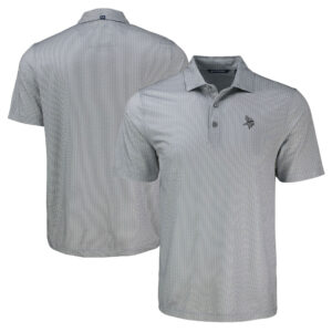 Men's Cutter & Buck Gray Minnesota Vikings Pike Eco Shadow Check Print Recycled Polo