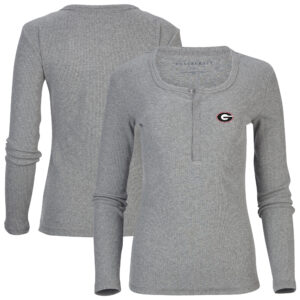 Women's Gray Georgia Bulldogs Harper Henley Long Sleeve T-Shirt