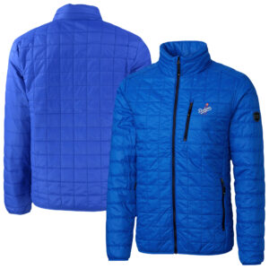 Men's Cutter & Buck  Royal Los Angeles Dodgers Big & Tall Rainier PrimaLoft® Eco Insulated Full-Zip Hoodie Puffer Jacket