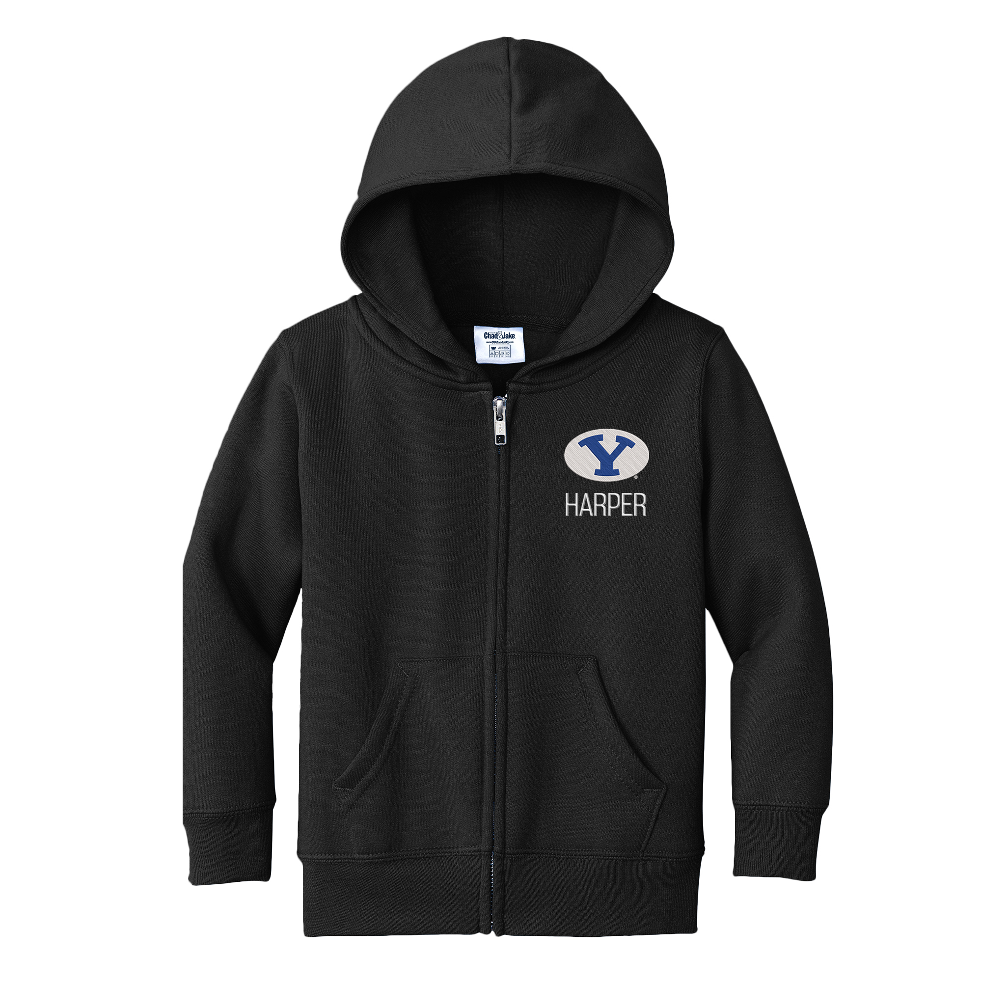 Toddler Chad & Jake Black BYU Cougars Personalized Full-Zip Hoodie