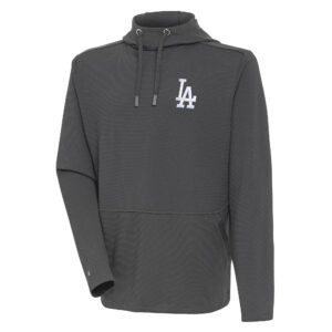 Men's Antigua  Pewter Los Angeles Dodgers Pullover Hoodie