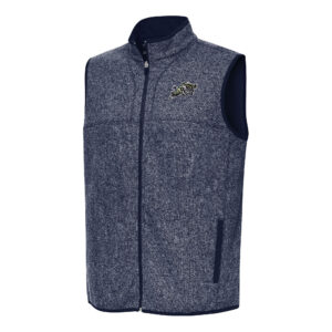 Men's Antigua Heather Navy Navy Midshipmen Fortune Full-Zip Vest