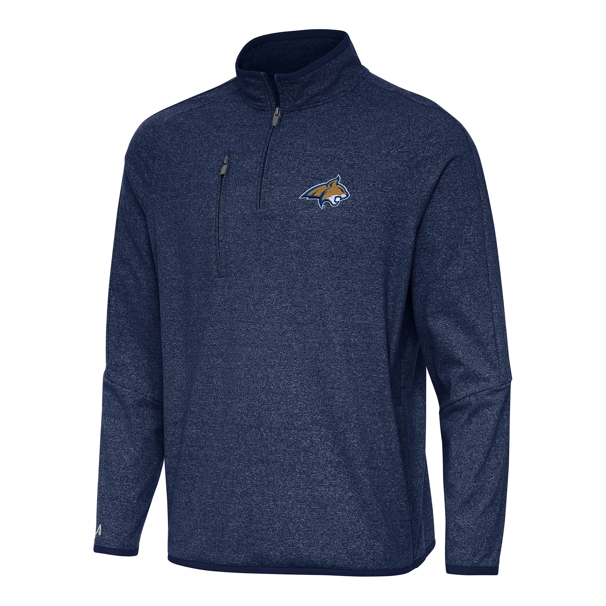 Men's Antigua Heather Navy Montana State Bobcats Certain Quarter-Zip Tri-Blend Sweatshirt