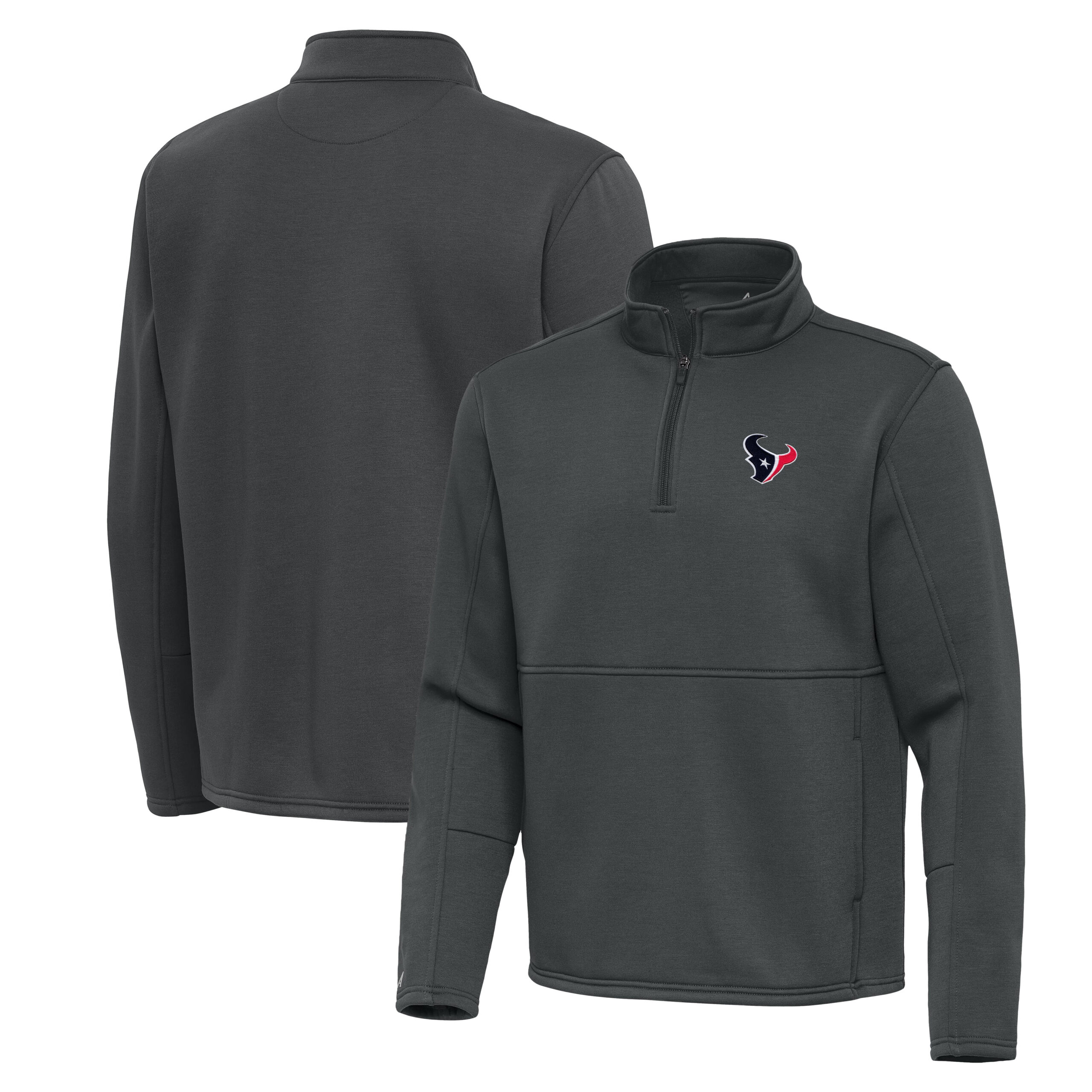 Men's Antigua Pewter Houston Texans Twist Quarter-Zip Pullover Jacket