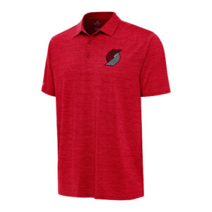 Men's Antigua  Heather Red Portland Trail Blazers Layout Polo