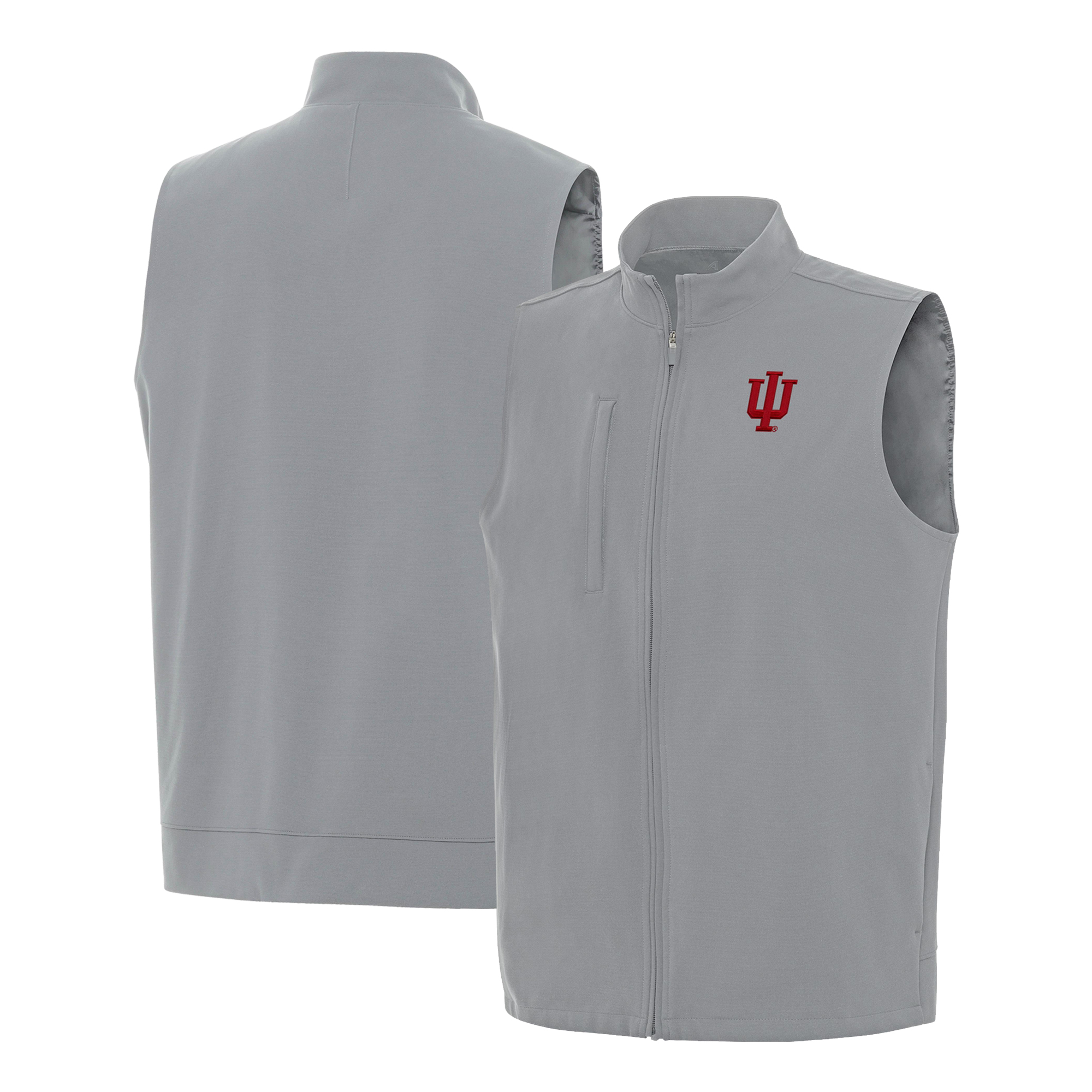 Men's Antigua Gray Indiana Hoosiers Regard Full-Zip Vest