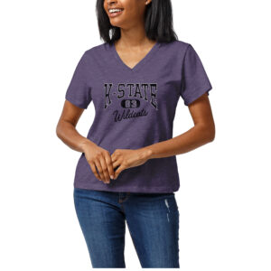 Women's League Collegiate Wear Heather Purple Kansas State Wildcats Intramural Boyfriend V-Neck T-Shirt