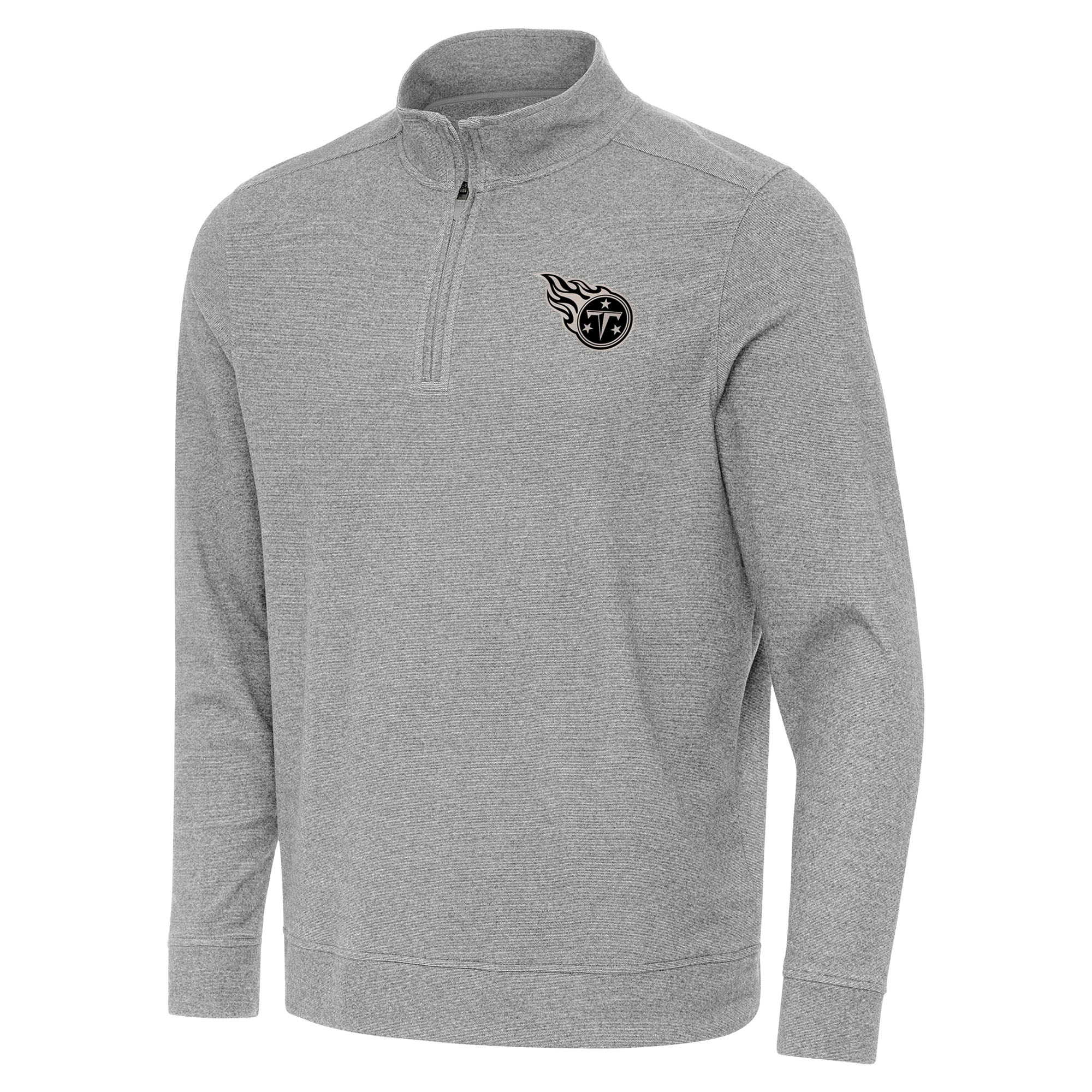 Men's Antigua Heather Gray Tennessee Titans Subtle Quarter-Zip Top