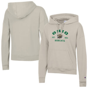 Women's Champion  Oatmeal Ohio Bobcats Powerblend Fleece Pullover Hoodie