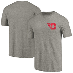 Men's Gray Heather Dayton Flyers Left Chest Distressed Logo Tri-Blend T-Shirt