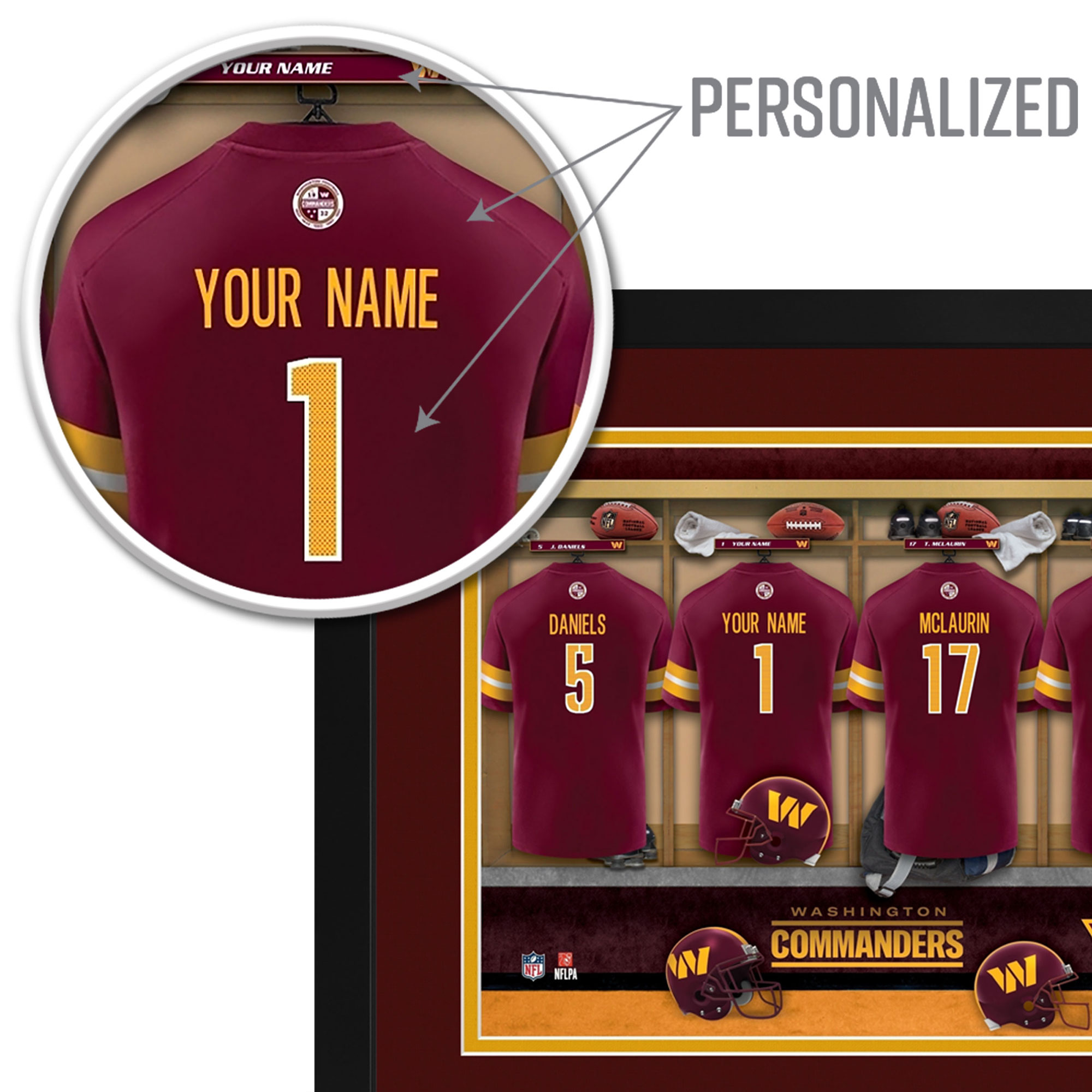 Imperial Washington Commanders 14" x 18" Custom Print Locker Room - Image 6