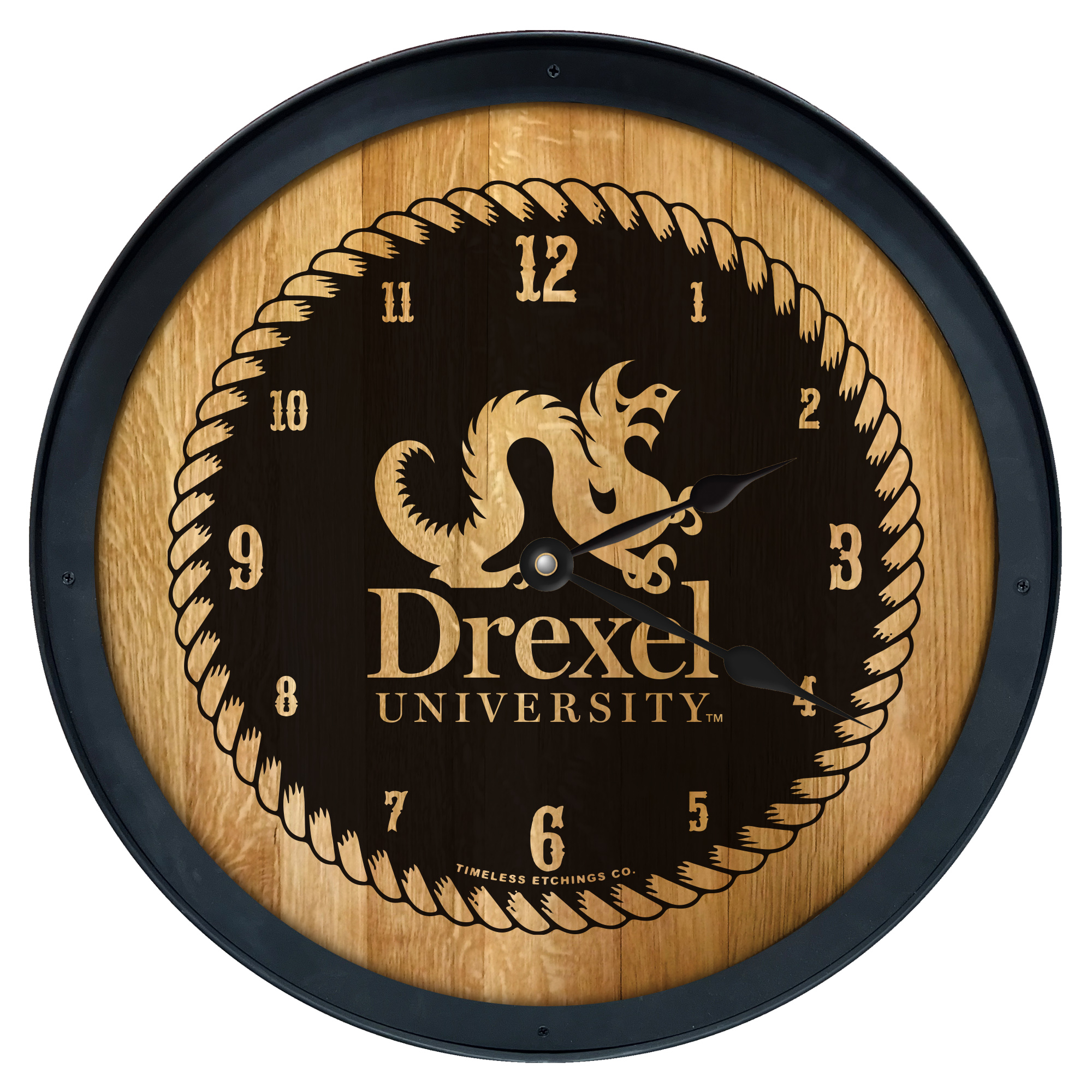 Brown Drexel Dragons 2' Barrelhead Clock