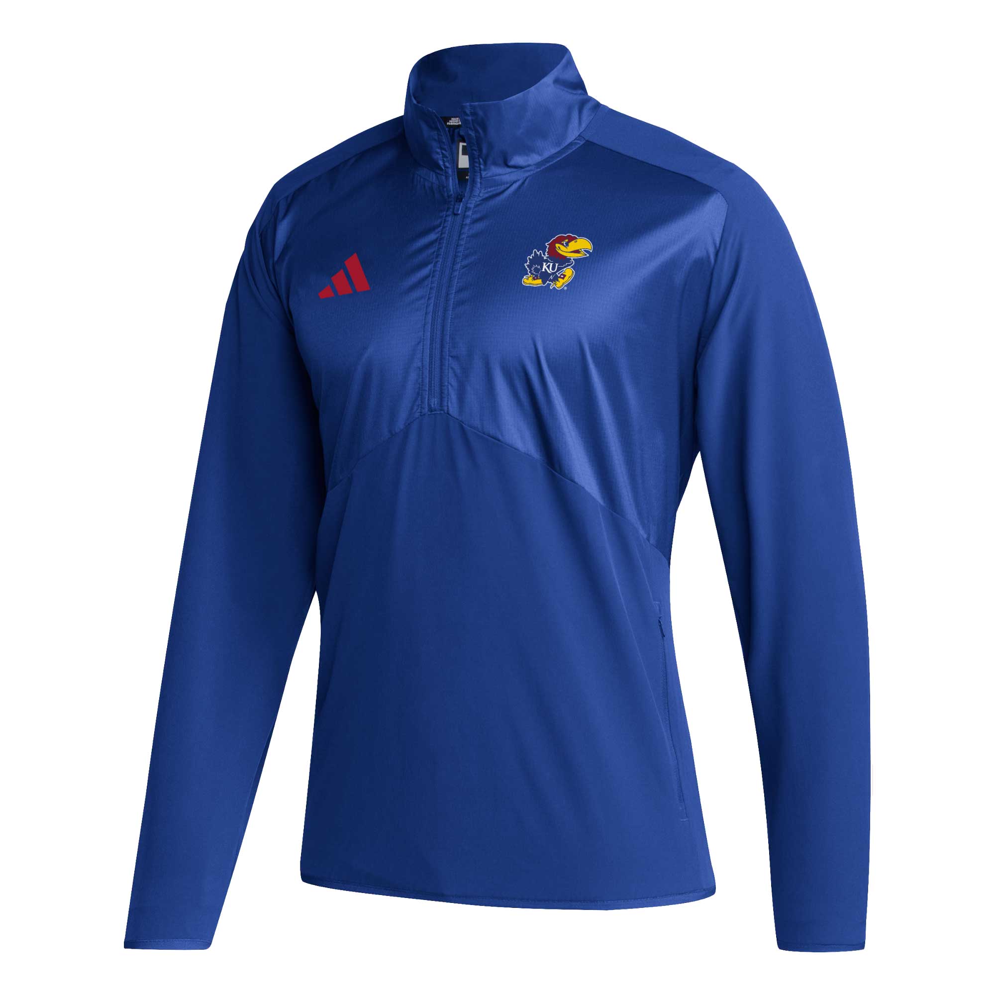 Men's adidas Royal Kansas Jayhawks Sideline AEROREADY Raglan Sleeve Quarter-Zip Jacket - Image 3