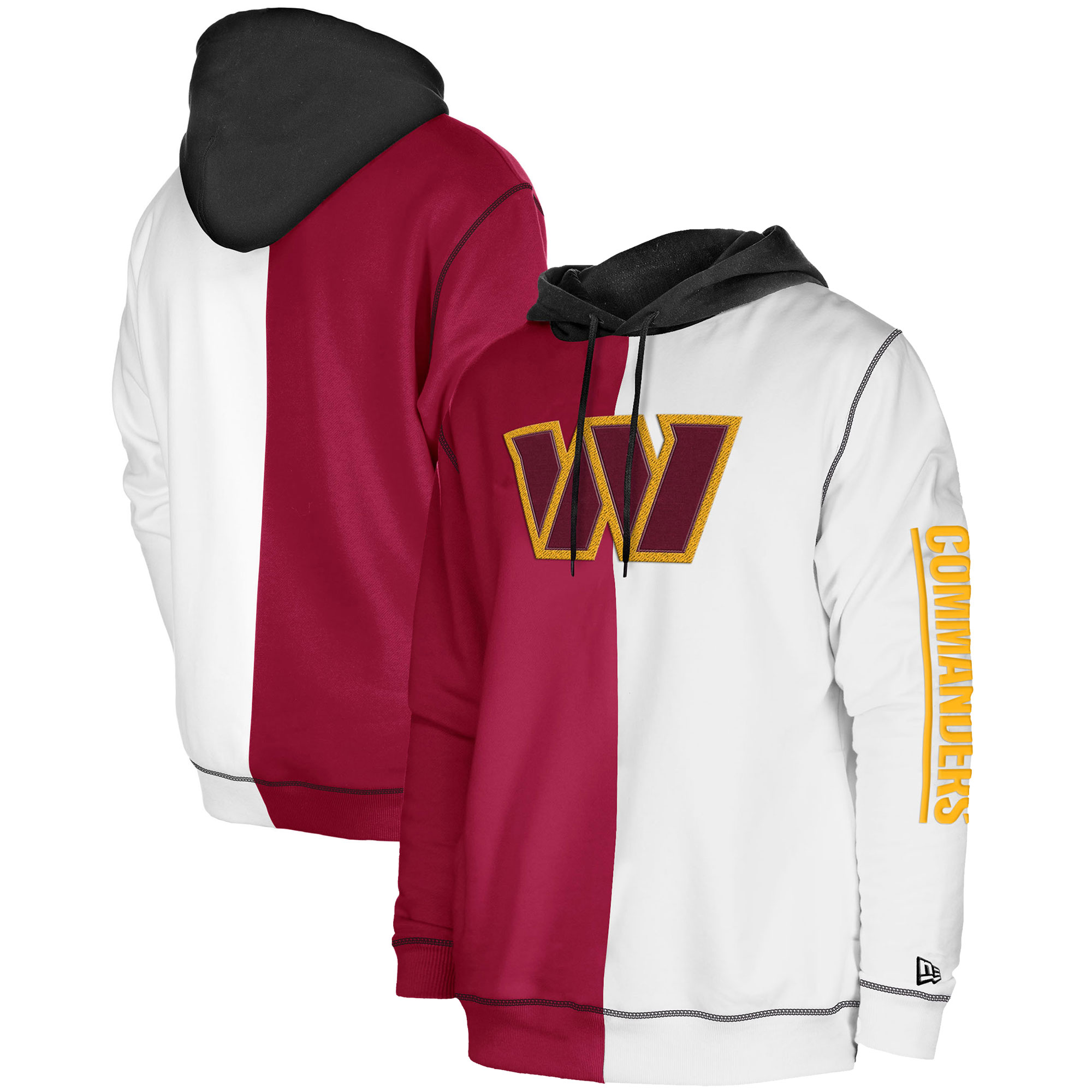 Men's New Era Burgundy/White Washington Commanders Third Down Split Raglan Pullover Hoodie - Image 5