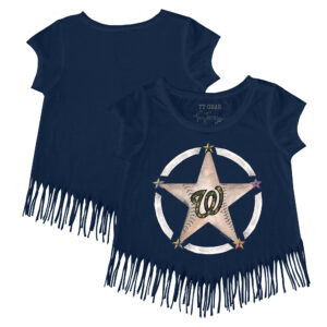 Girls Youth Tiny Turnip Navy Washington Nationals Military Star Fringe T-Shirt