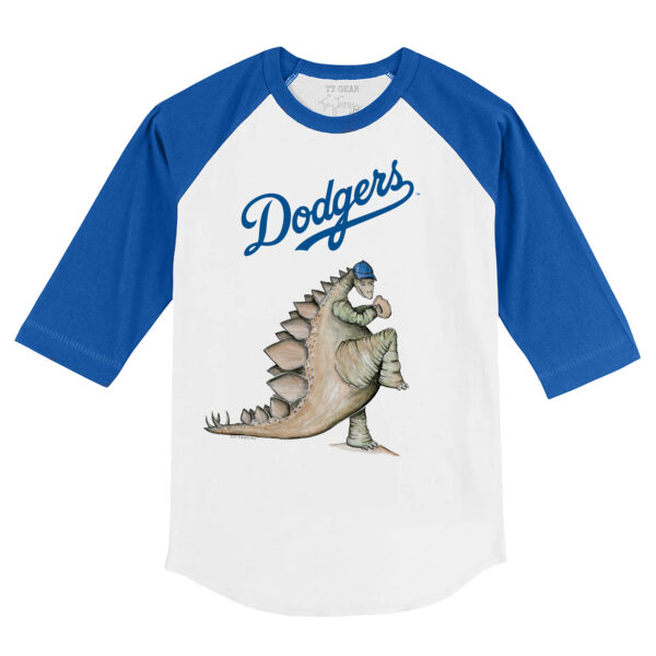 Youth Tiny Turnip White/Royal Los Angeles Dodgers Stega 3/4-Sleeve Raglan T-Shirt - Image 6