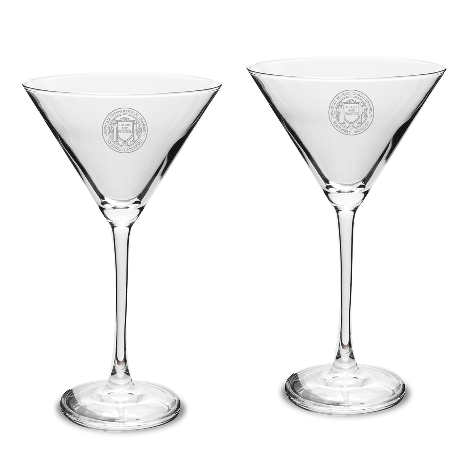 Lawrence Technological University Blue Devils Two-Piece Traditional 10oz. Martini Glass Set