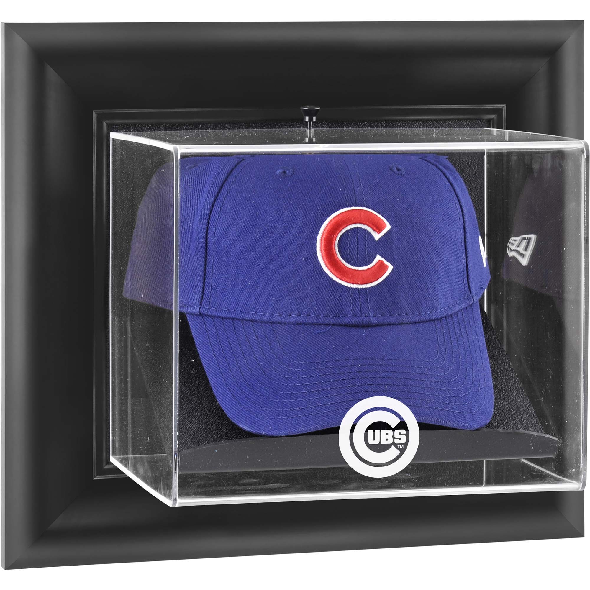 Chicago Cubs Black Framed Wall-Mounted Logo Cap Display Case