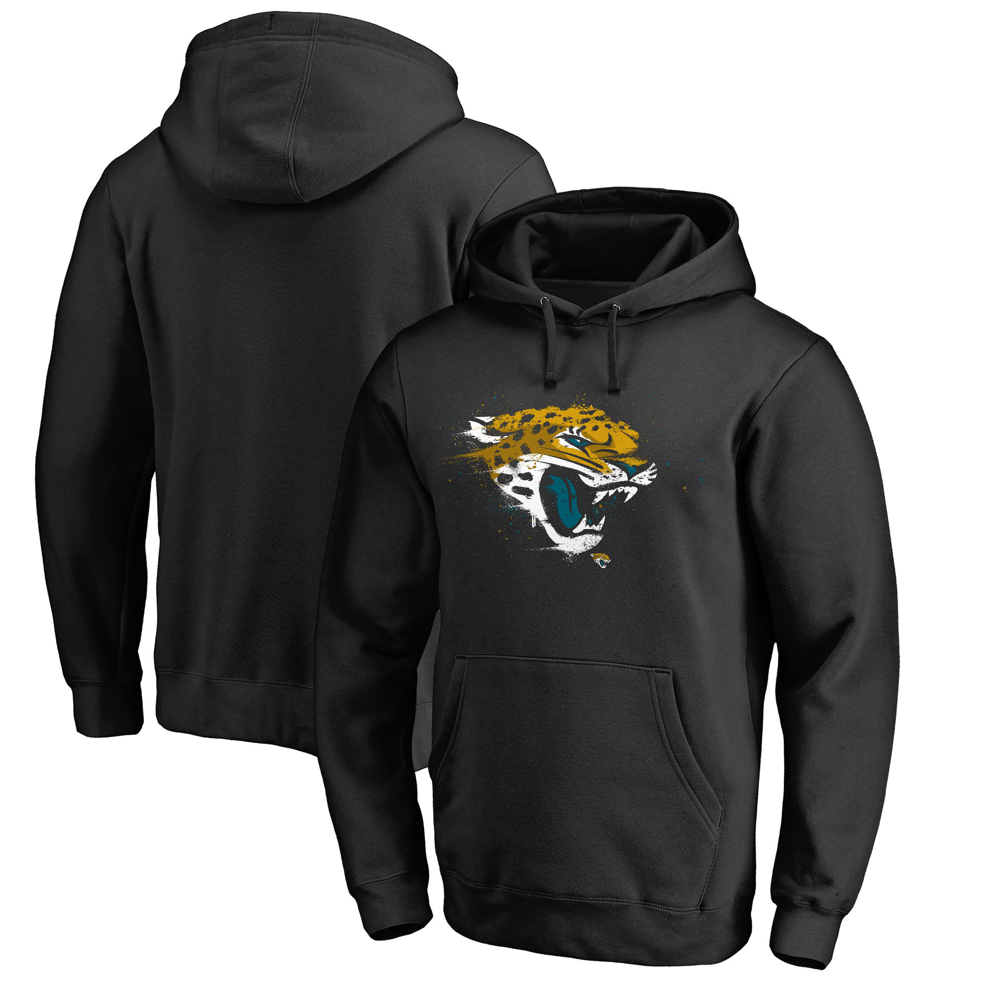 Men's Black Jacksonville Jaguars Splatter Logo Pullover Hoodie - Image 2