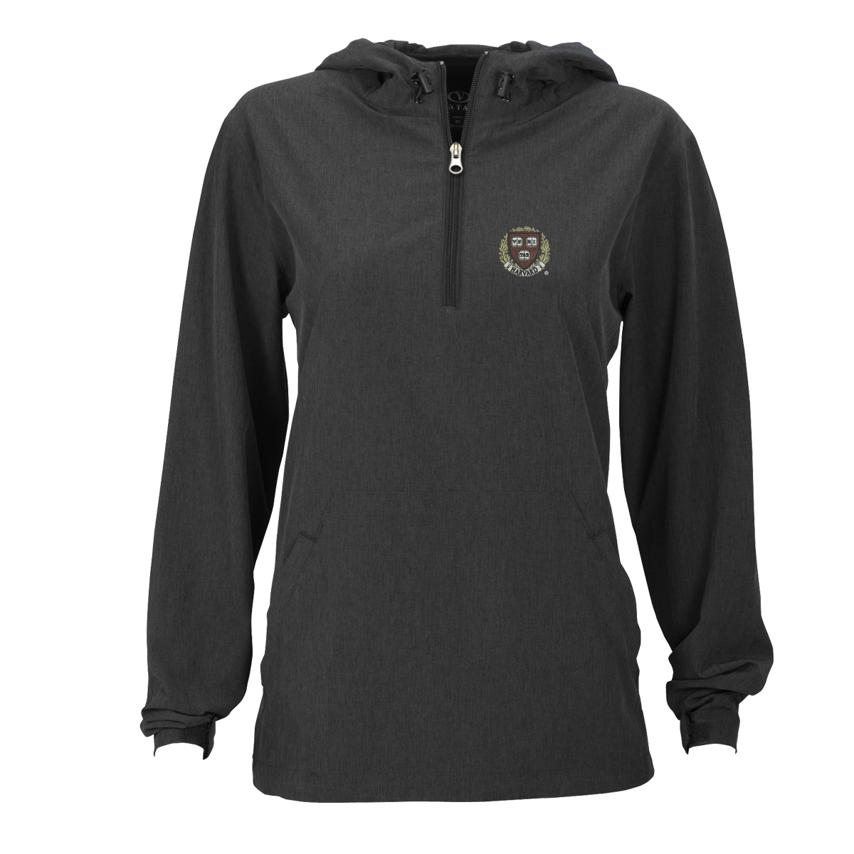 Women's Charcoal Harvard Crimson Pullover Stretch Anorak Jacket