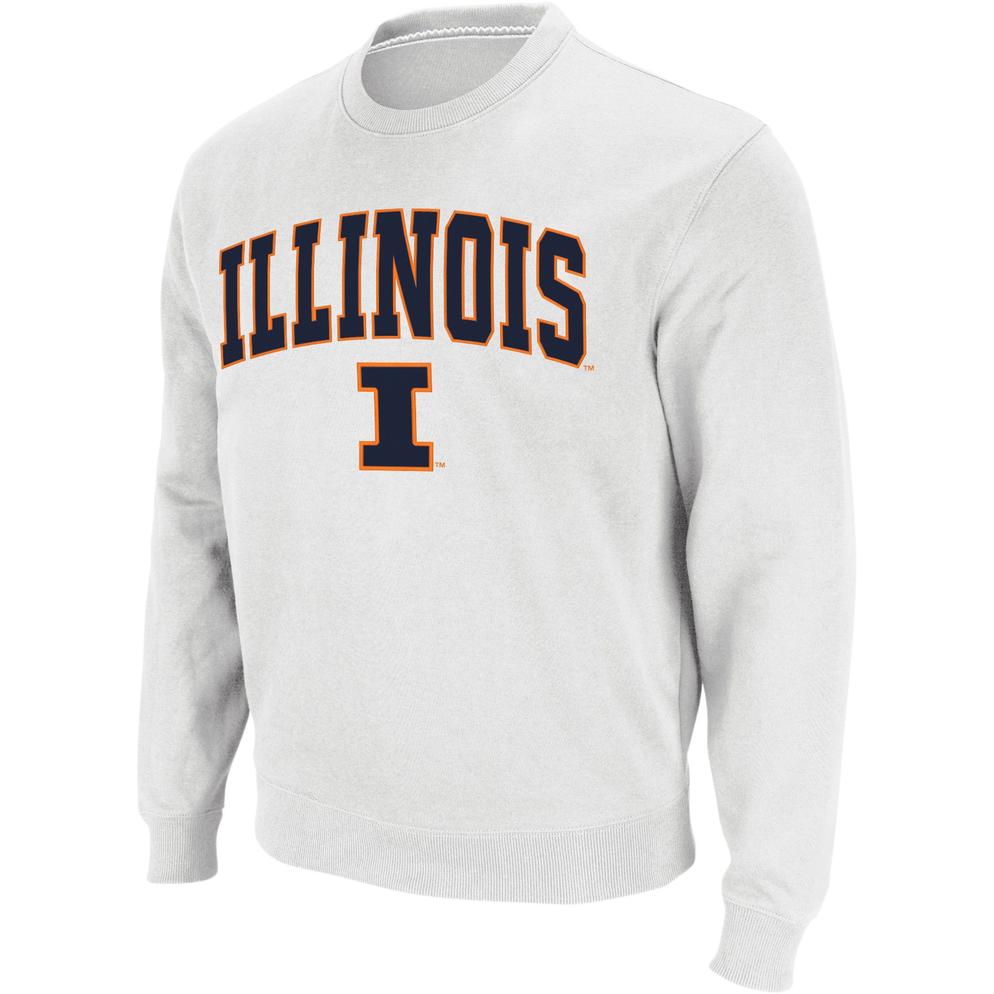 Men's Colosseum White Illinois Fighting Illini Arch & Logo Crew Neck Sweatshirt - Image 8
