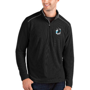 Men's Antigua Black Minnesota United FC Glacier Quarter-Zip Pullover Jacket