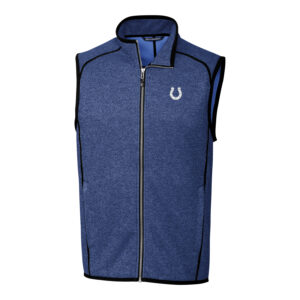 Men's Cutter & Buck Royal Indianapolis Colts Mainsail Sweater Knit Fleece Full-Zip Vest