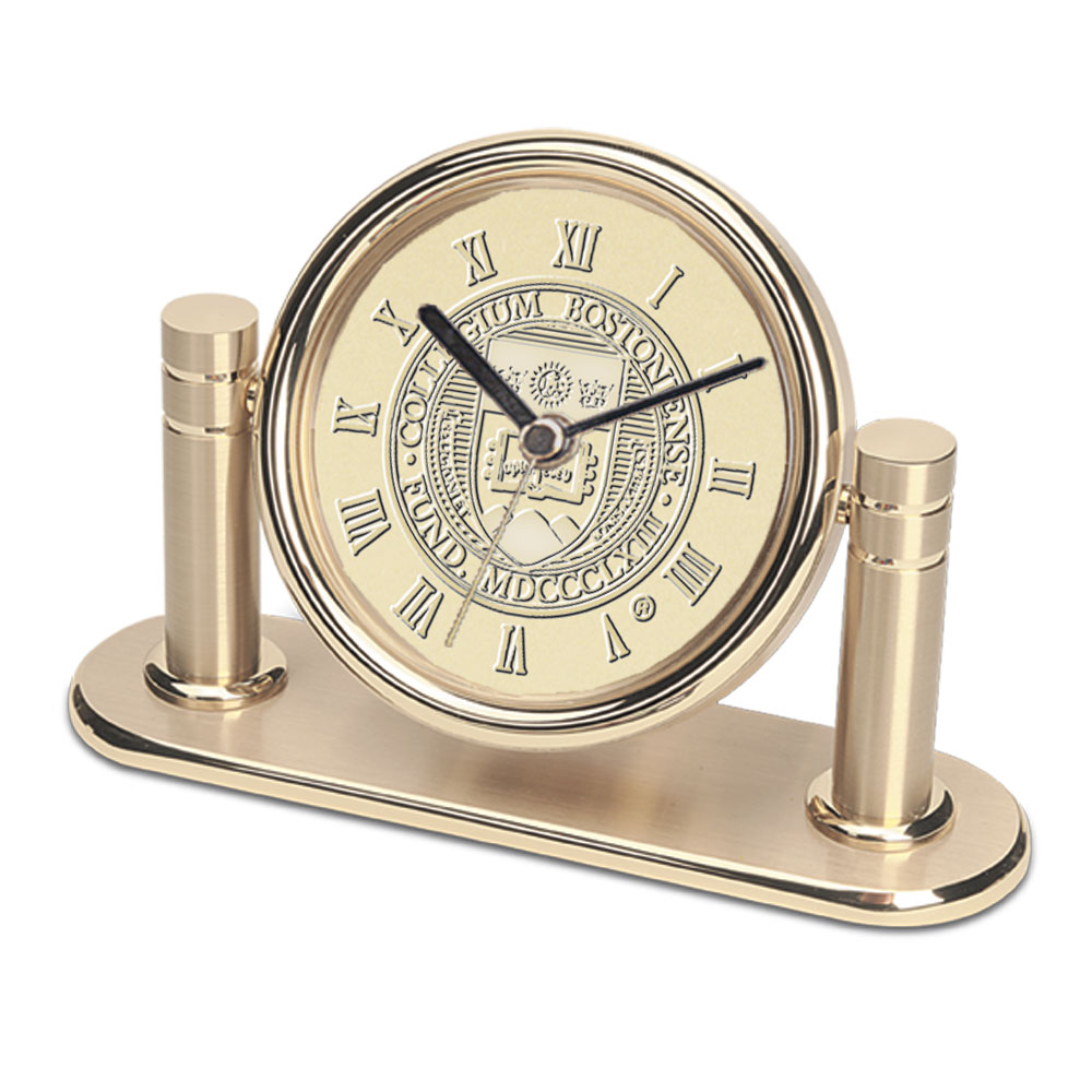 Gold Boston College Eagles Arcadia Desk Clock