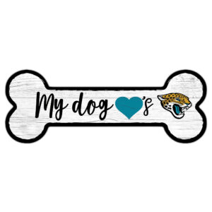 Jacksonville Jaguars 6" x 12" Team Dog Bone Sign