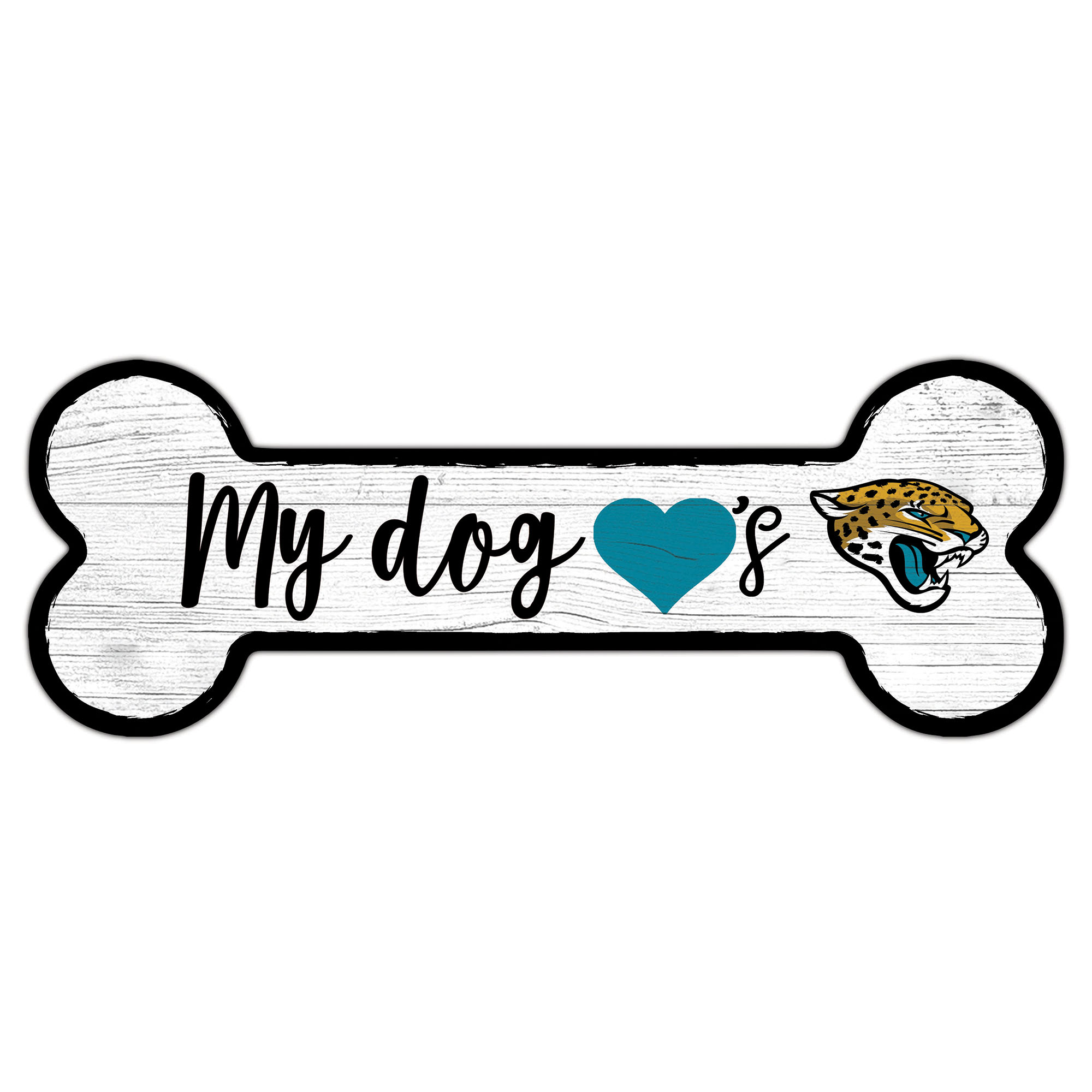 Jacksonville Jaguars 6" x 12" Team Dog Bone Sign