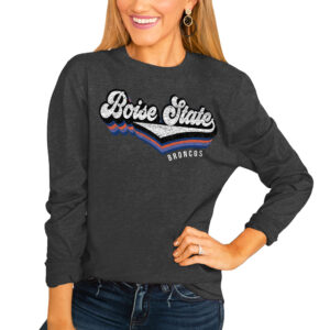 Women's Charcoal Boise State Broncos Vivacious Varsity Long Sleeve T-Shirt