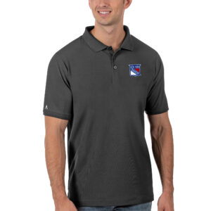 Men's Antigua Charcoal New York Rangers Legacy Pique Polo