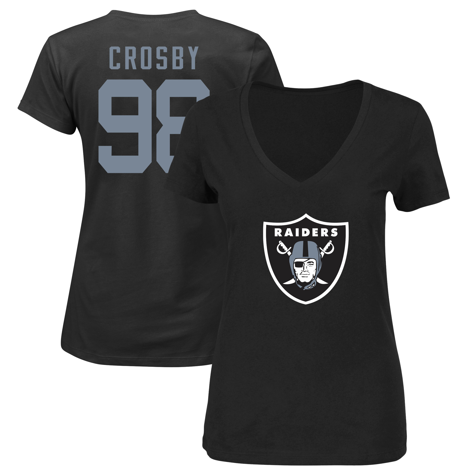 Women's Fanatics Maxx Crosby Black Las Vegas Raiders Plus Size Player Name & Number V-Neck T-Shirt