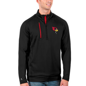 Men's Antigua Black/Red Illinois State Redbirds Generation Half-Zip Pullover Jacket