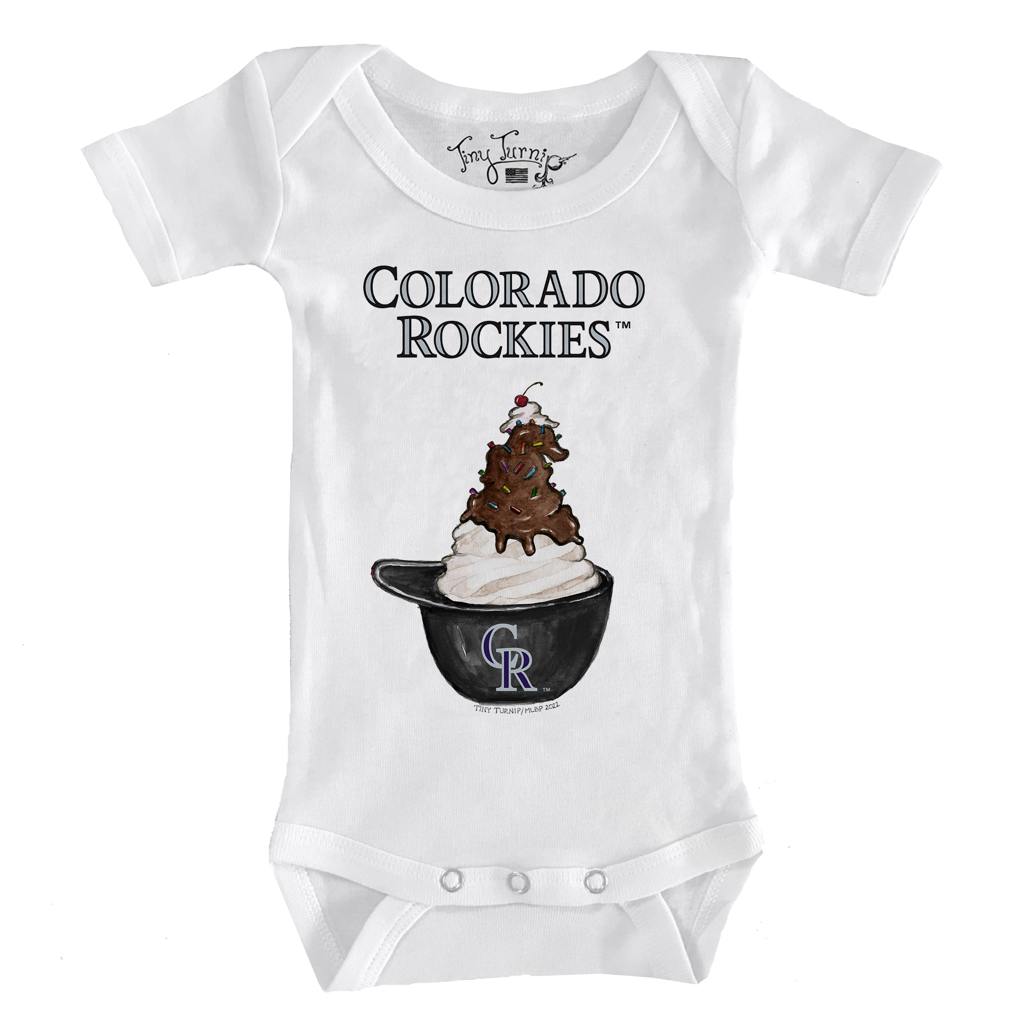 Infant Tiny Turnip White Colorado Rockies Sundae Helmet Bodysuit