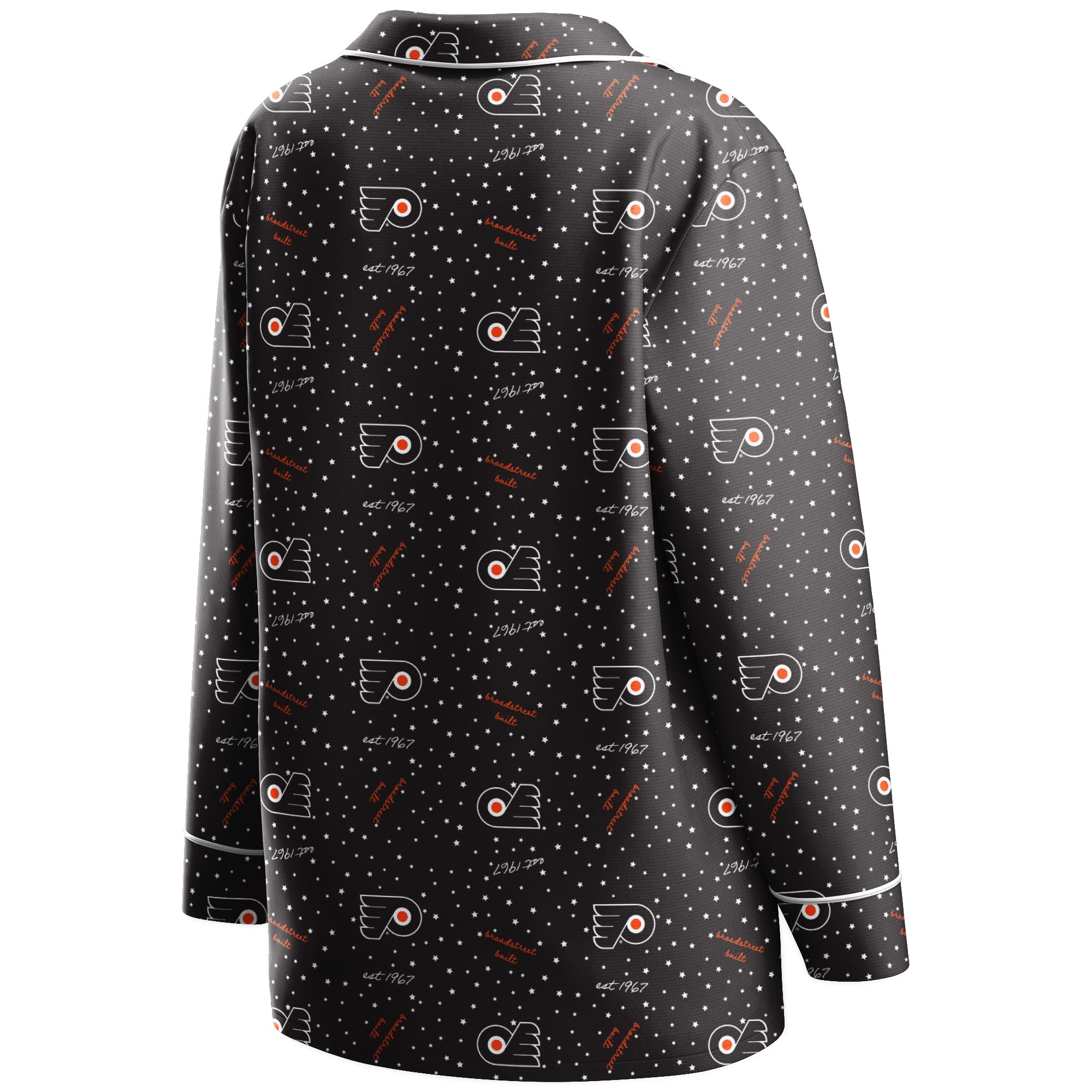 Women's WEAR by Erin Andrews Black Philadelphia Flyers Long Sleeve Button-Up Shirt & Pants Sleep Set - Image 4