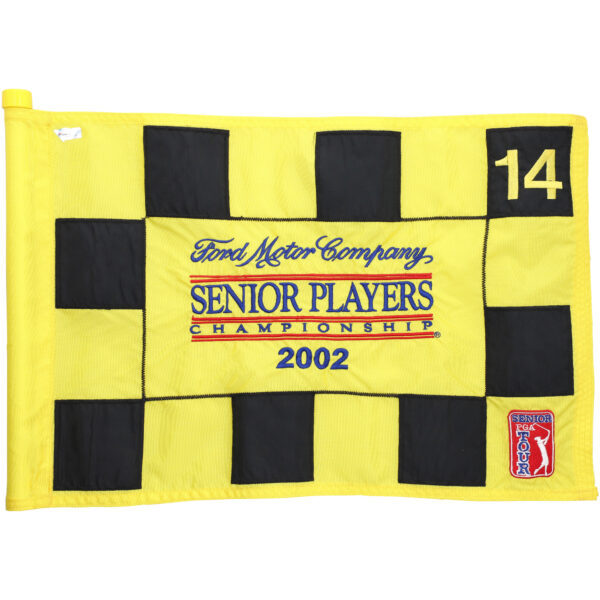 PGA TOUR Event-Used #14 Yellow Pin Flag from The Senior Players Championship on July 11th-14th 2002