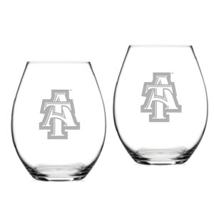 North Carolina A&T Aggies 2-Piece 20oz. Riedel Stemless Wine Glass Set