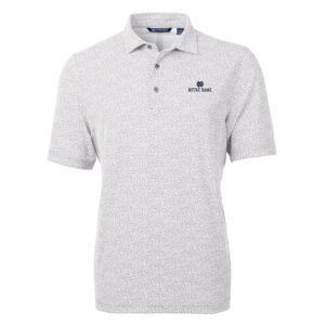 Men's Cutter & Buck Gray Notre Dame Fighting Irish Virtue Eco Pique Botanical Print Polo