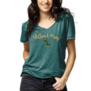 Women's League Collegiate Wear Heathered Green William & Mary Tribe Loose Fit V-Neck T-Shirt
