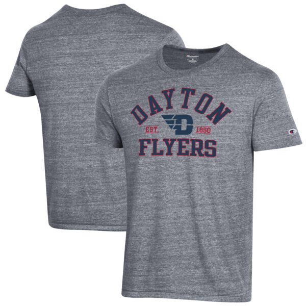 Men's Champion Heathered Gray Dayton Flyers Ultimate Tri-Blend T-Shirt