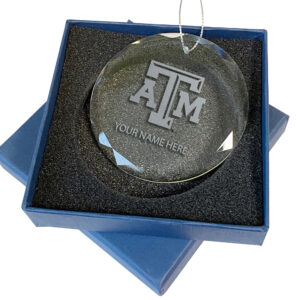Texas A&M Aggies 3.25'' Personalized Etched Glass Ornament