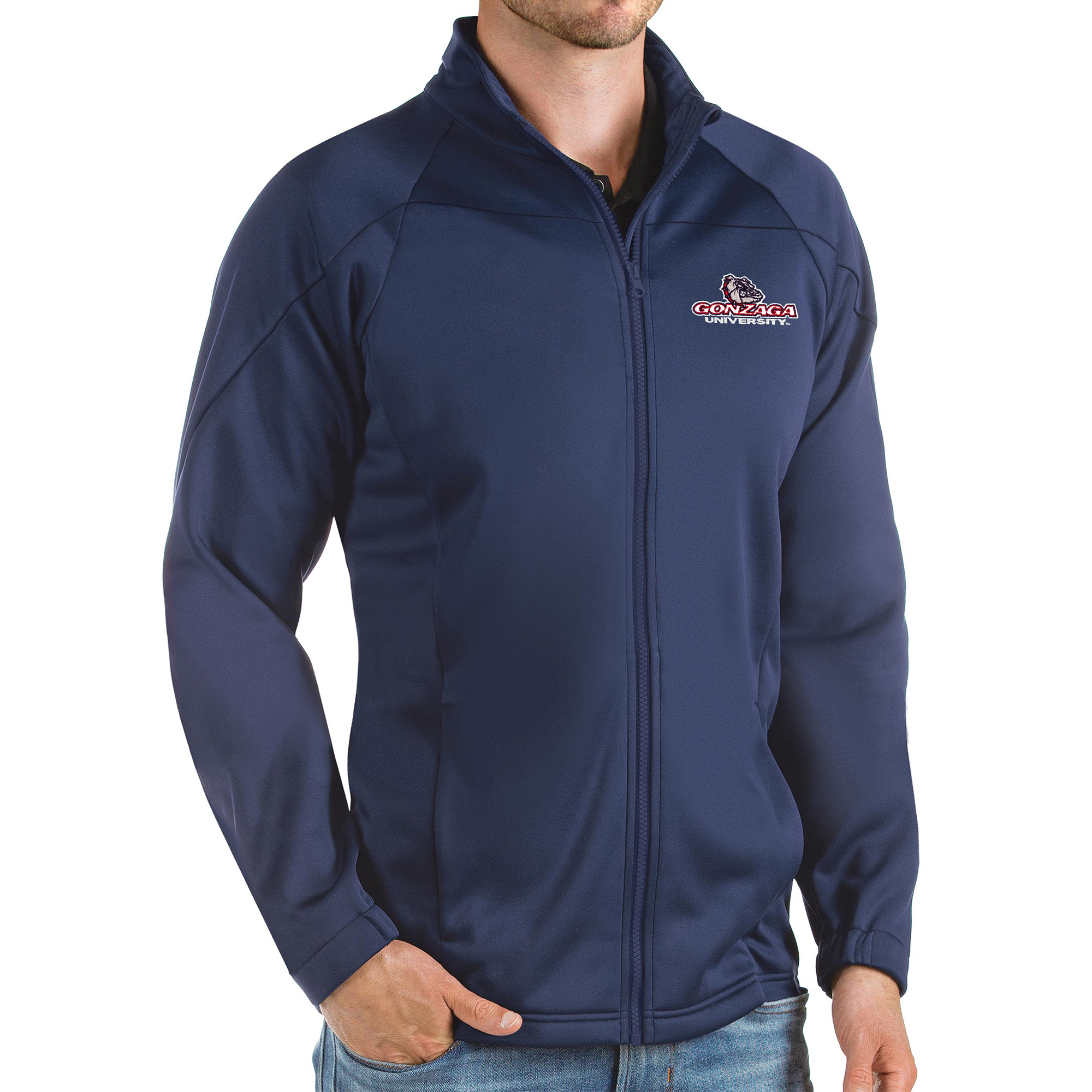 Men's Antigua Navy Gonzaga Bulldogs Links Full-Zip Golf Jacket
